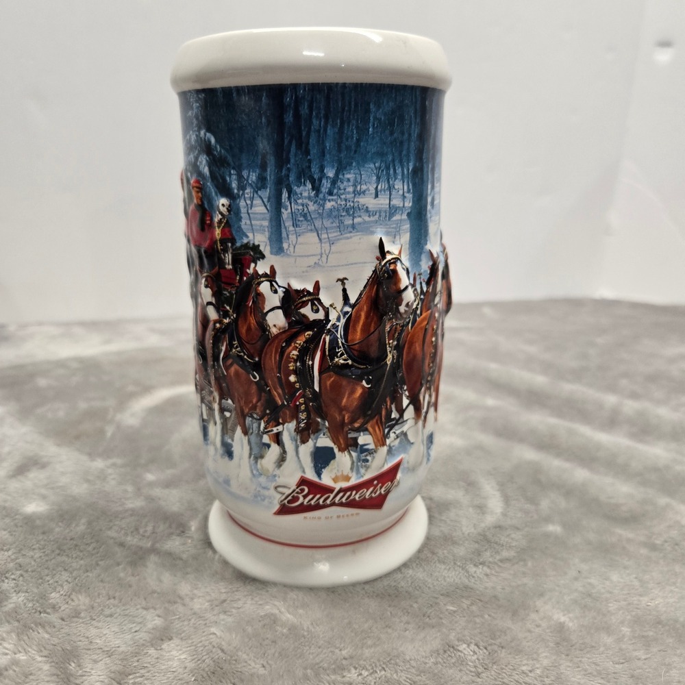 Budweiser 2007 Holiday Stein Winters Calm CS678 Clydesdales Ceramarte Brazil 7in
